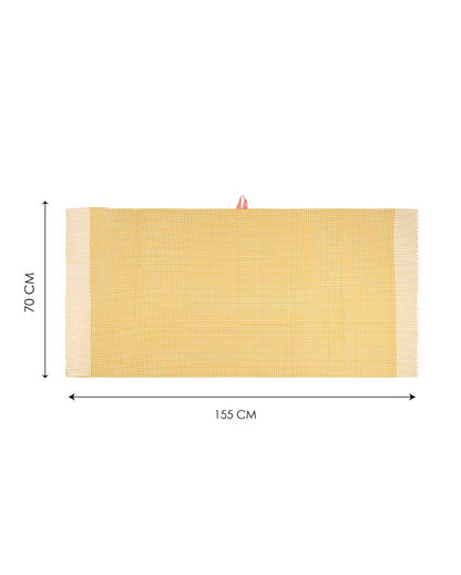 Summer Yellow and Persian Blue Honey Comb Bath Towels | 60 x 30 inches