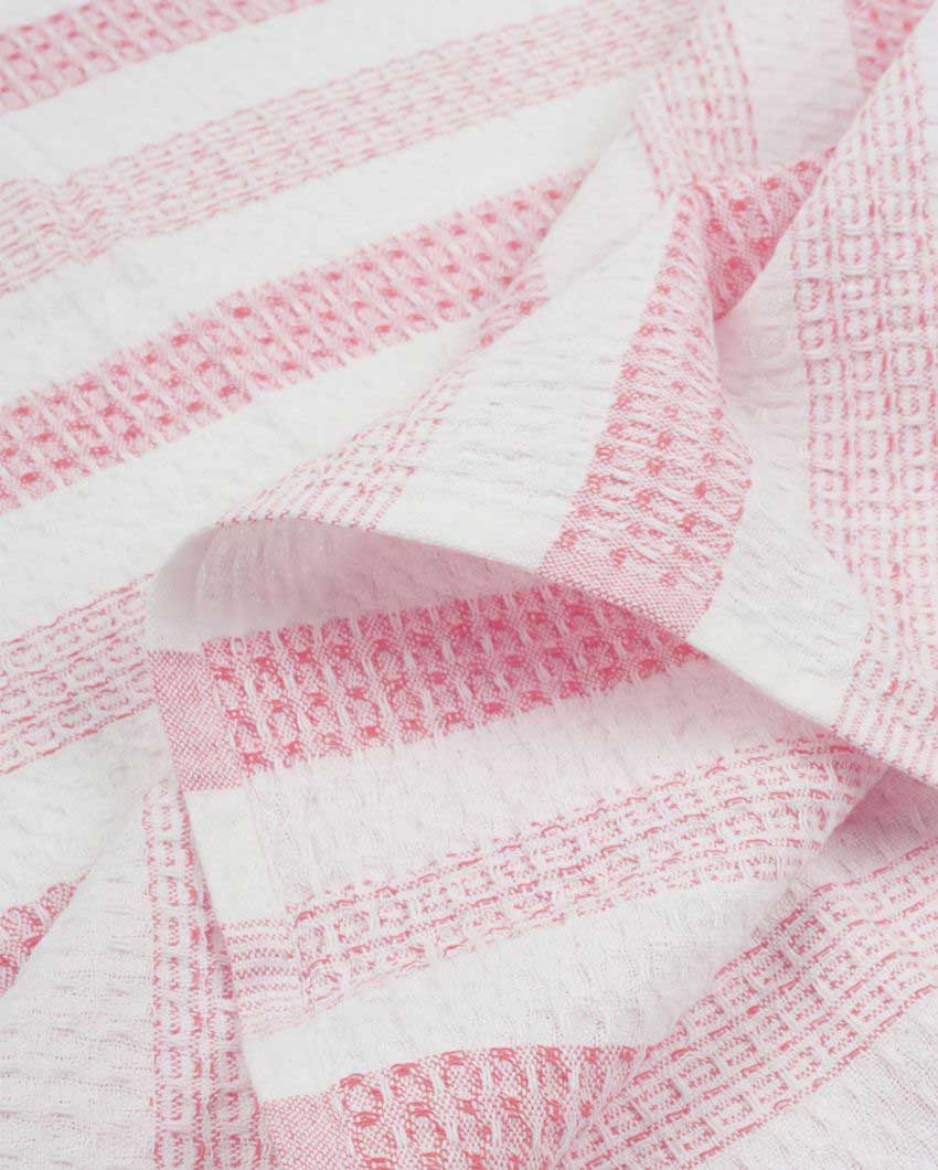 Soft Cotton Stripe Waffle Weave Bath Towels | Set Of 2 | 55 x 28 inches