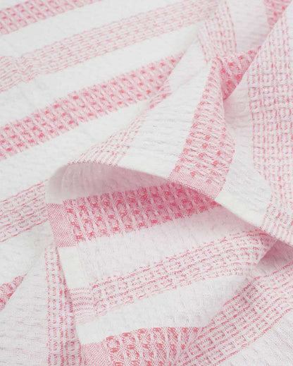 Soft Cotton Stripe Waffle Weave Bath Towels | Set Of 2 | 55 x 28 inches
