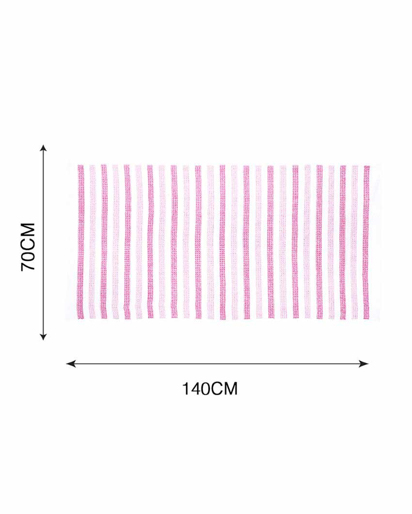 Soft Cotton Stripe Waffle Weave Bath Towels | Set Of 2 | 55 x 28 inches