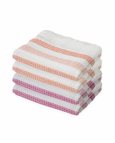 Plush Stripe Waffle Weave Cotton Towels | Set Of 4 | 55 x 28 inches