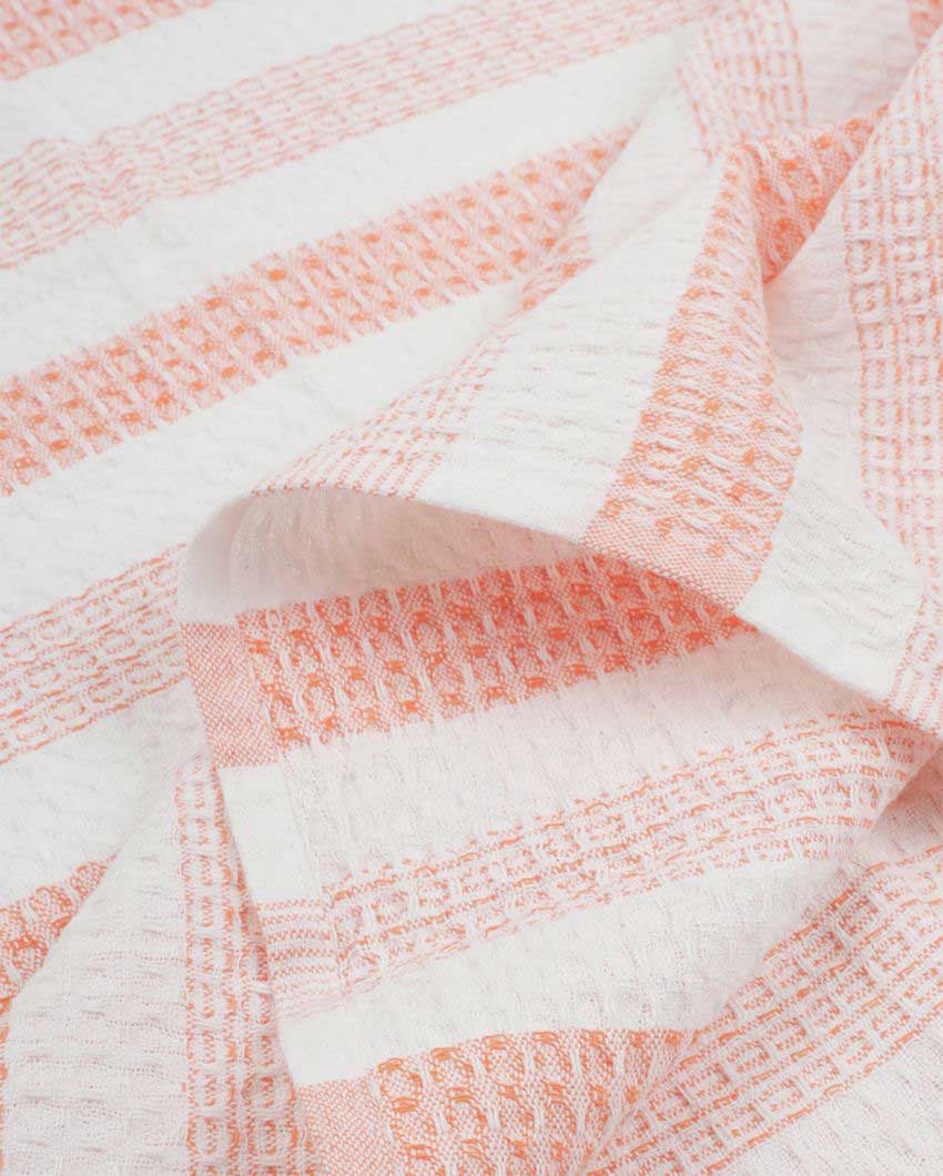 Plush Stripe Waffle Weave Cotton Towels | Set Of 4 | 55 x 28 inches