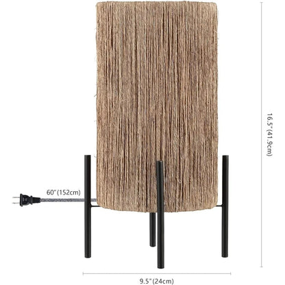 Aurora Jute Brown & Black Pillar Table Lamp With Wire and Accessories