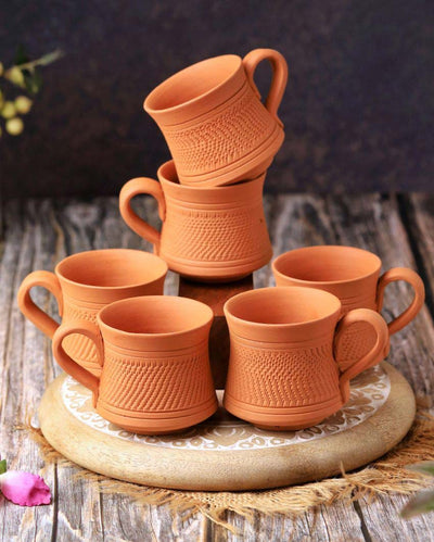 Terracotta Royal Tea Cups | Set Of 6 | 3 x 4 inches
