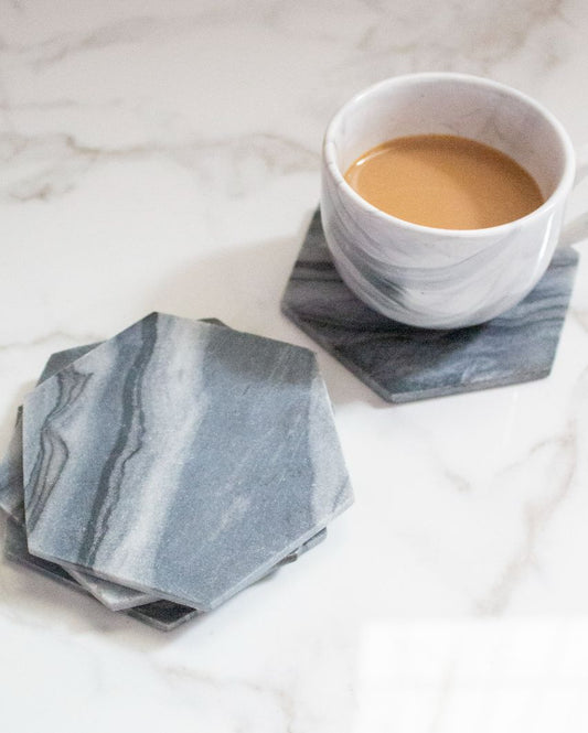 Grayscale Marble Coasters | Set Of 4