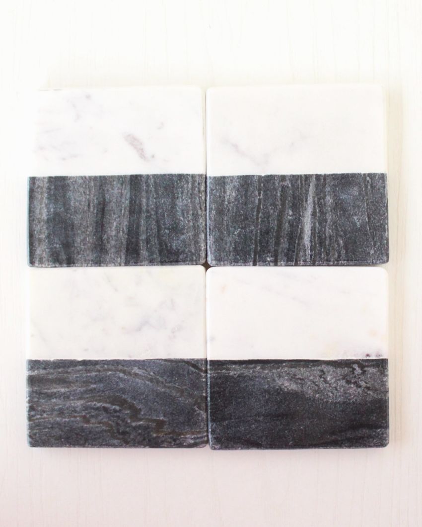 Half and Half Marble Coasters | Set of 4 | 4 inches