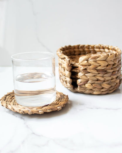 Handcrafted Elegant Weaver 6 Coasters with Holder | 5 x 3 inches