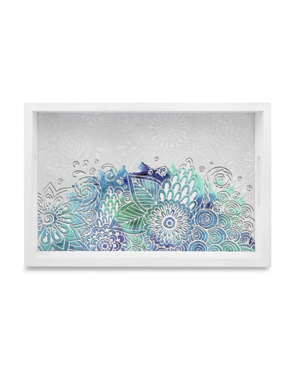 Creative Abstract Flowers Design White Serving Tray