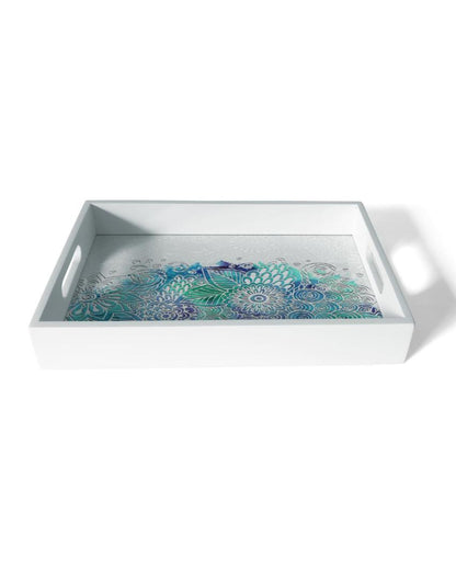 Creative Abstract Flowers Design White Serving Tray