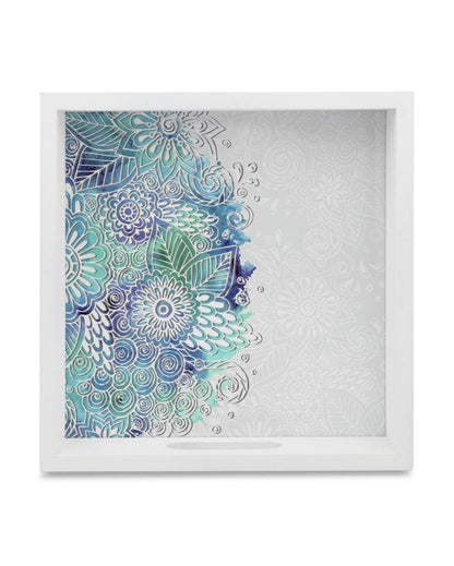 Creative Abstract Flowers Design White Serving Tray