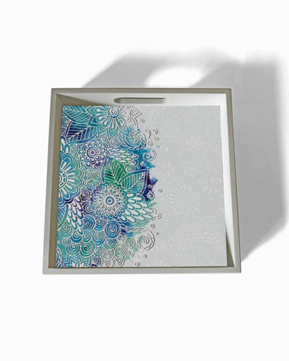 Creative Abstract Flowers Design White Serving Tray