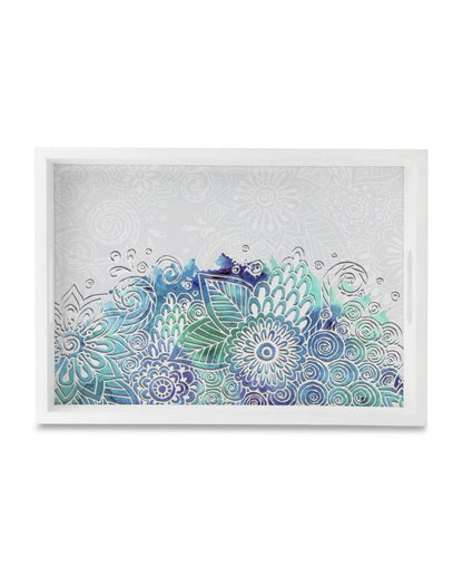 Creative Abstract Flowers Design White Serving Tray