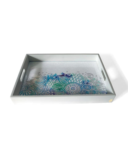 Creative Abstract Flowers Design White Serving Tray