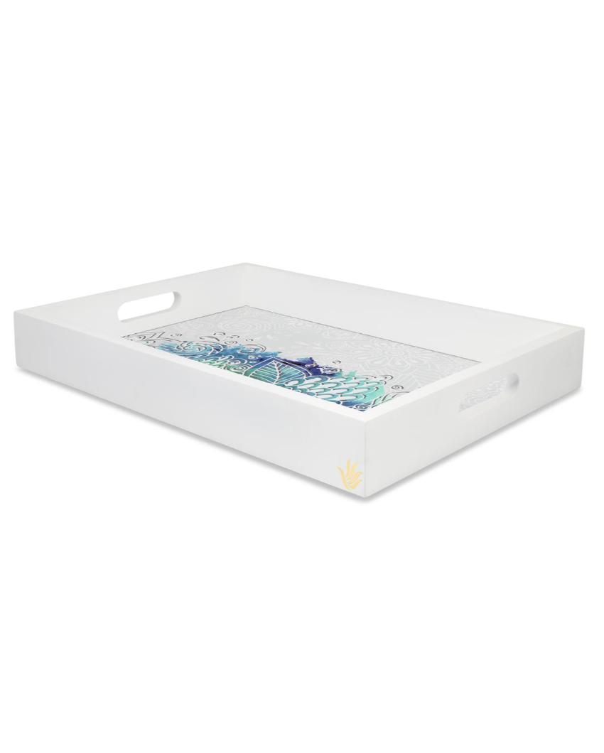 Creative Abstract Flowers Design White Serving Tray