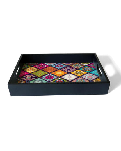 Vibrant Multi Mandala Design Multicolor Serving Tray