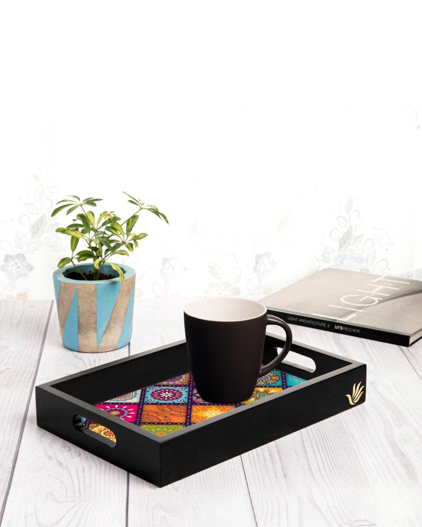 Vibrant Multi Mandala Design Multicolor Serving Tray