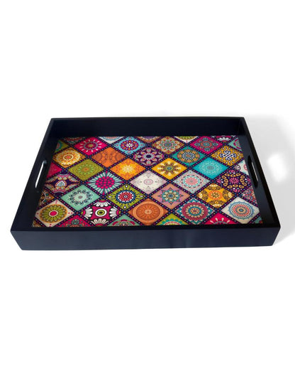 Vibrant Multi Mandala Design Multicolor Serving Tray