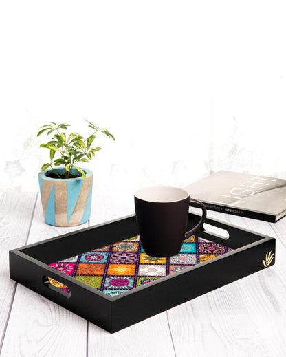 Vibrant Multi Mandala Design Multicolor Serving Tray