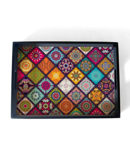 Vibrant Multi Mandala Design Multicolor Serving Tray