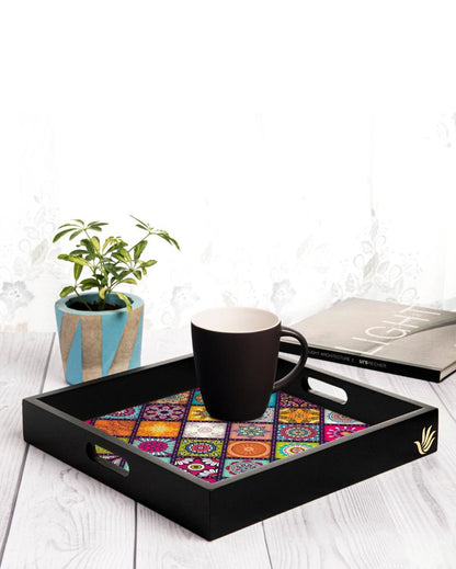 Vibrant Multi Mandala Design Multicolor Serving Tray