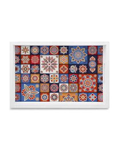 Charming Floral Tiles Design Multicolor Serving Tray