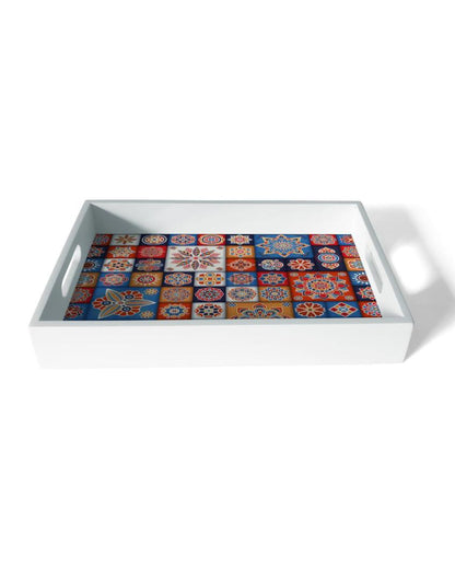 Charming Floral Tiles Design Multicolor Serving Tray