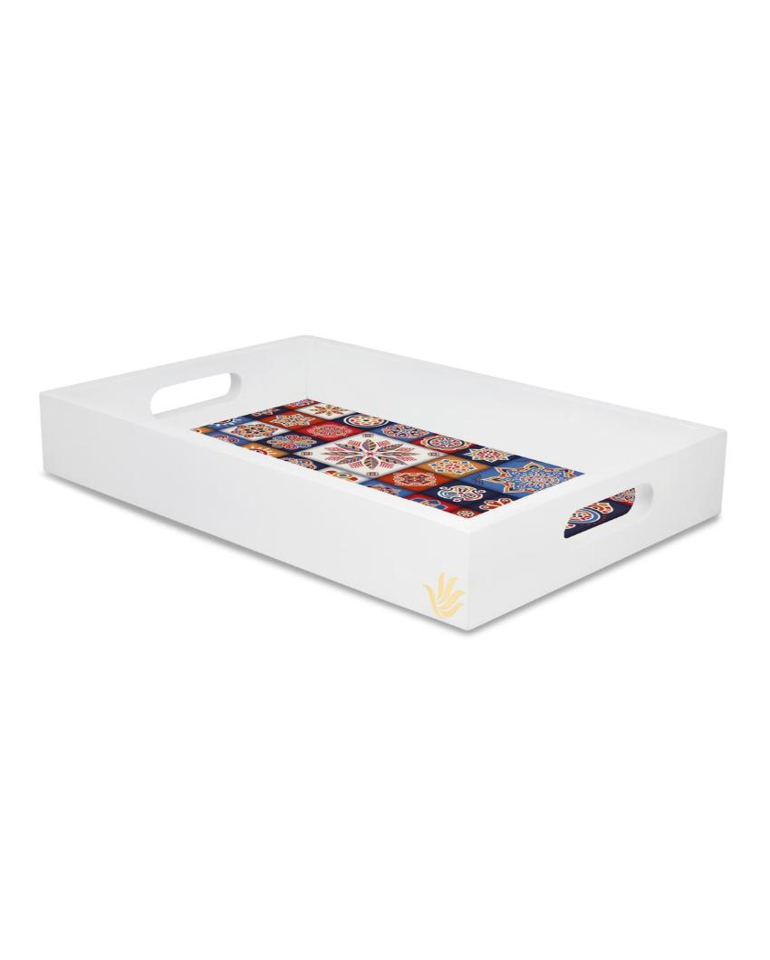 Charming Floral Tiles Design Multicolor Serving Tray