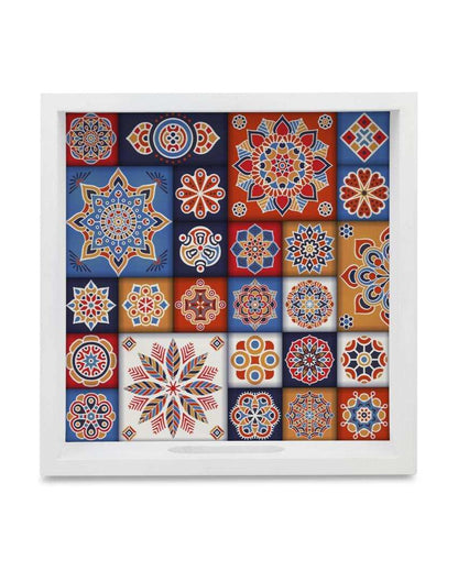 Charming Floral Tiles Design Multicolor Serving Tray