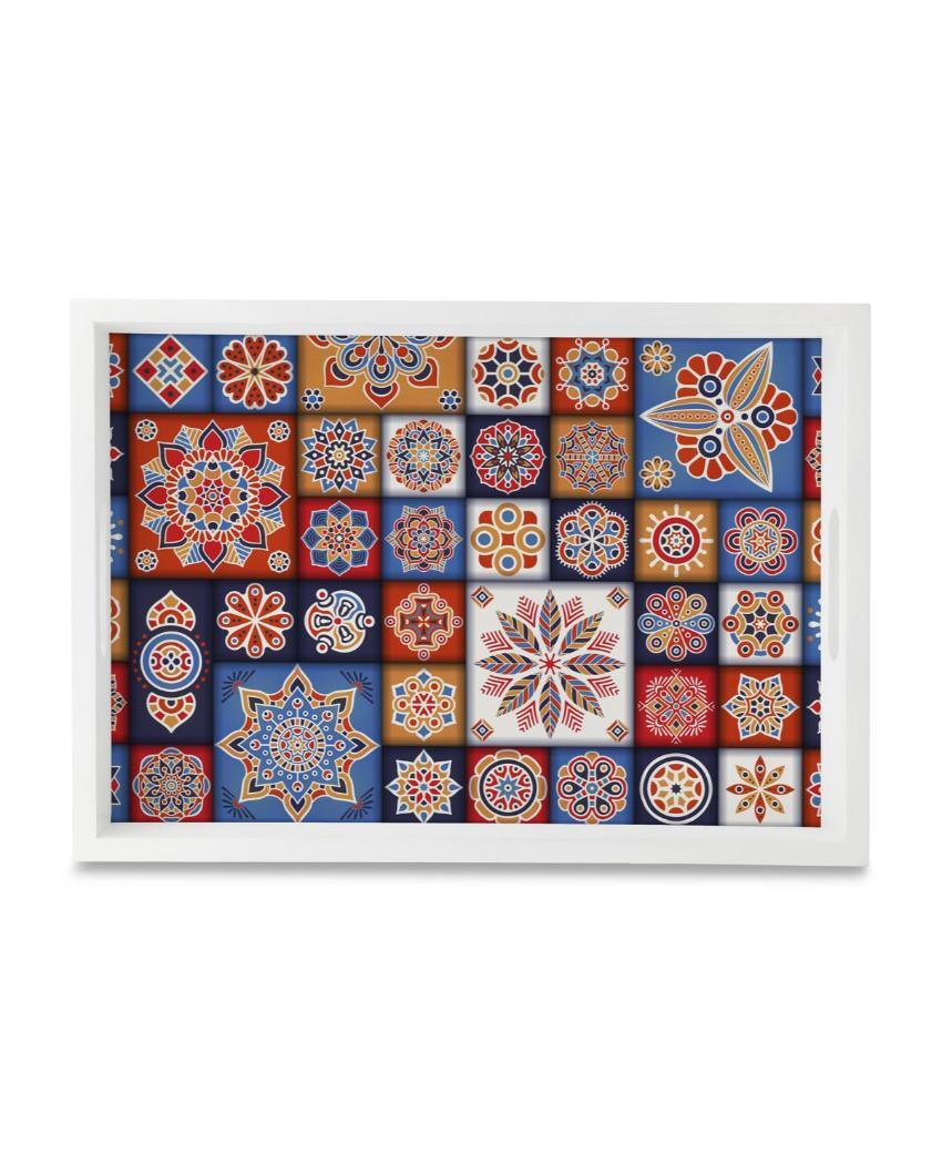 Charming Floral Tiles Design Multicolor Serving Tray