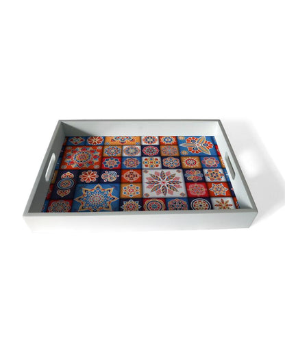 Charming Floral Tiles Design Multicolor Serving Tray