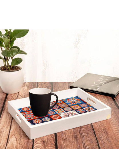 Charming Floral Tiles Design Multicolor Serving Tray