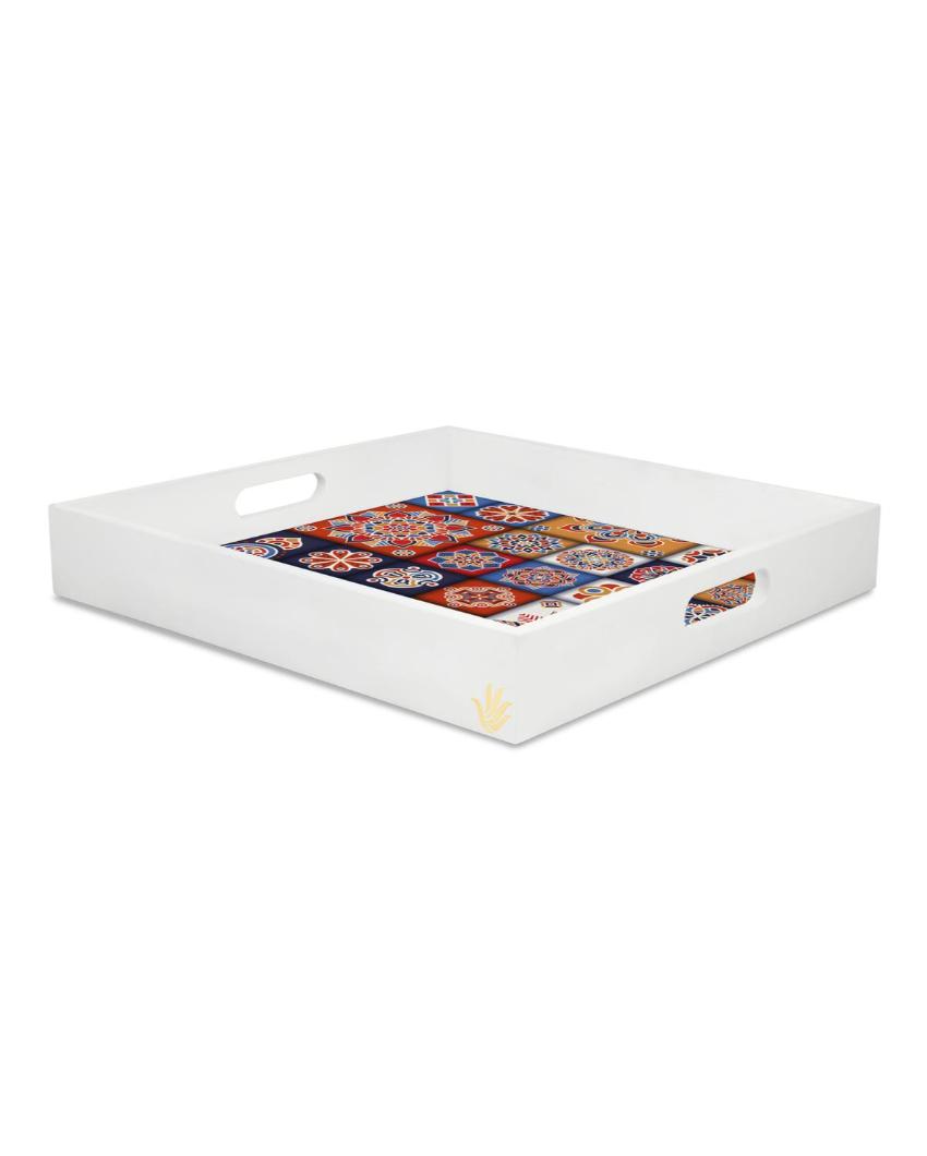 Charming Floral Tiles Design Multicolor Serving Tray