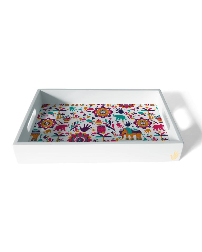 Traditional India Design Multicolor Serving Tray