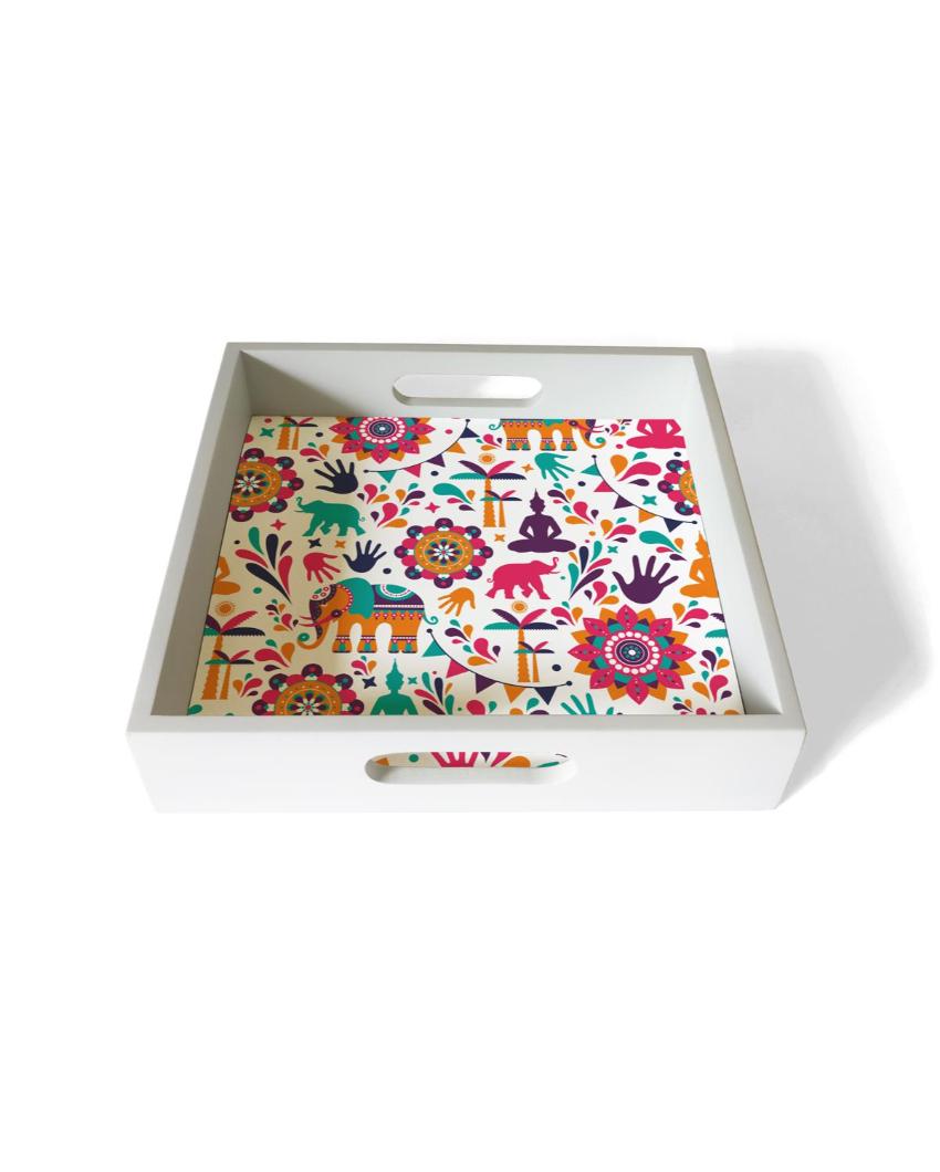 Traditional India Design Multicolor Serving Tray