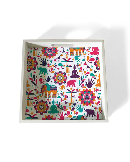 Traditional India Design Multicolor Serving Tray