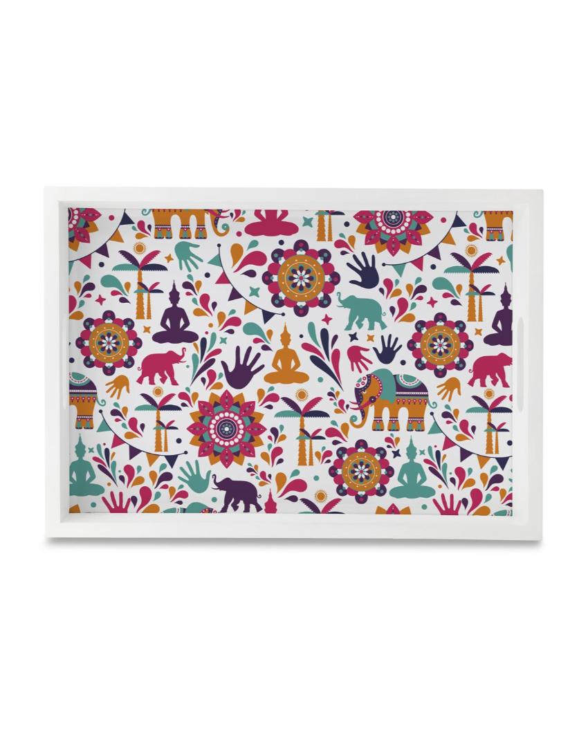 Traditional India Design Multicolor Serving Tray