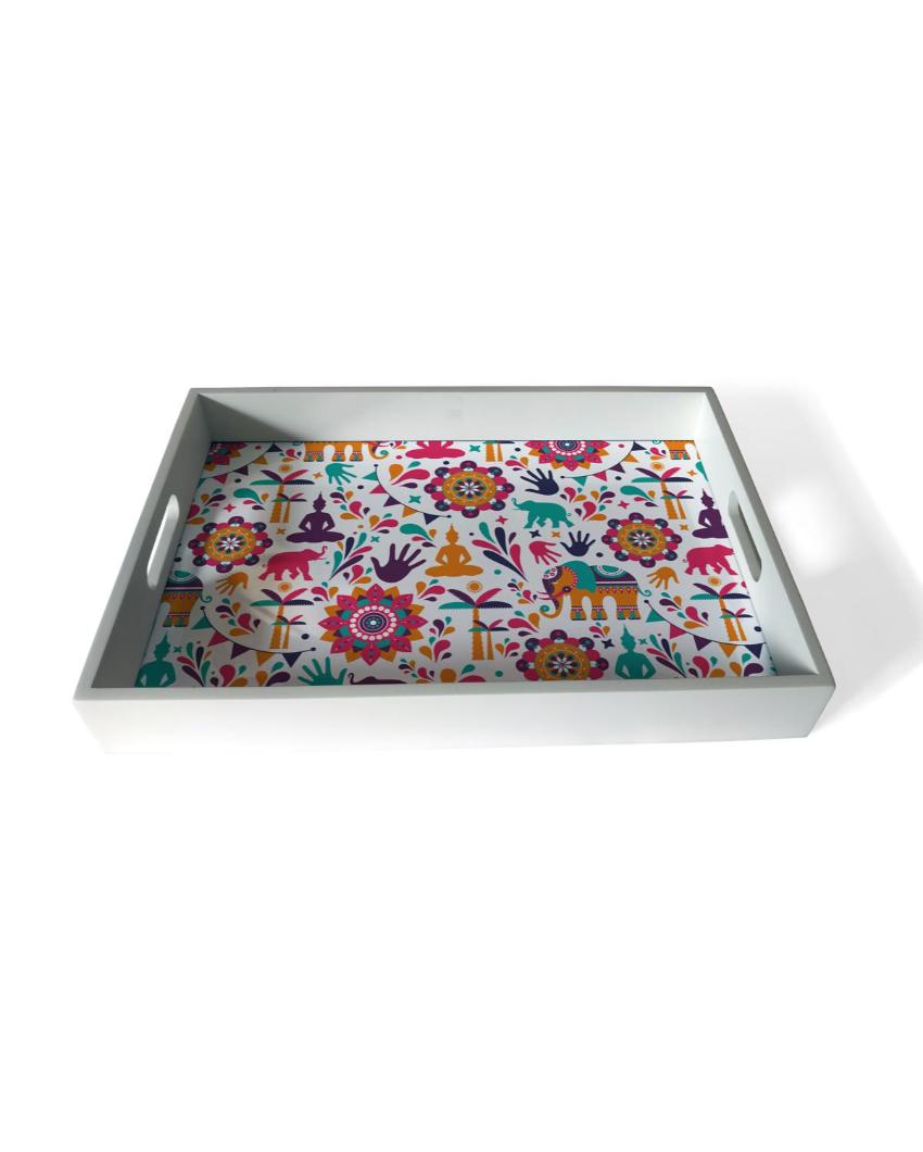 Traditional India Design Multicolor Serving Tray