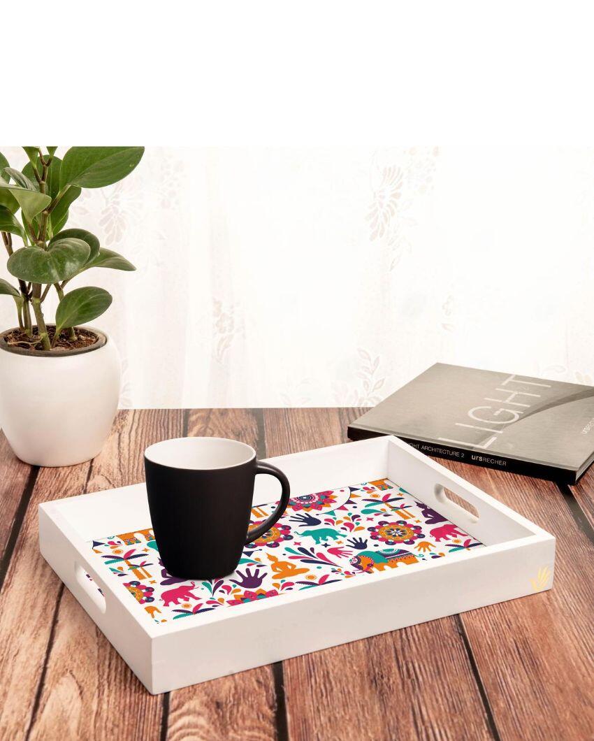 Traditional India Design Multicolor Serving Tray