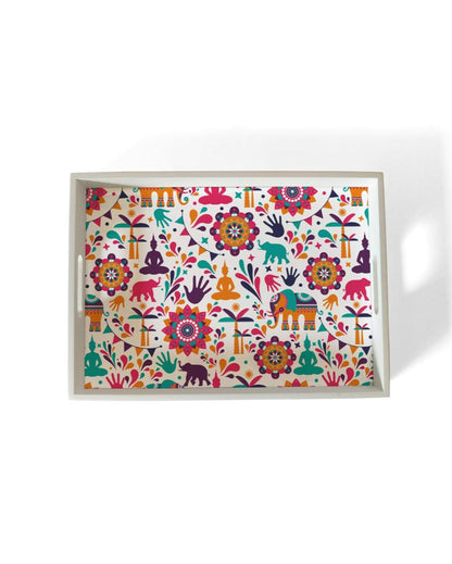 Traditional India Design Multicolor Serving Tray