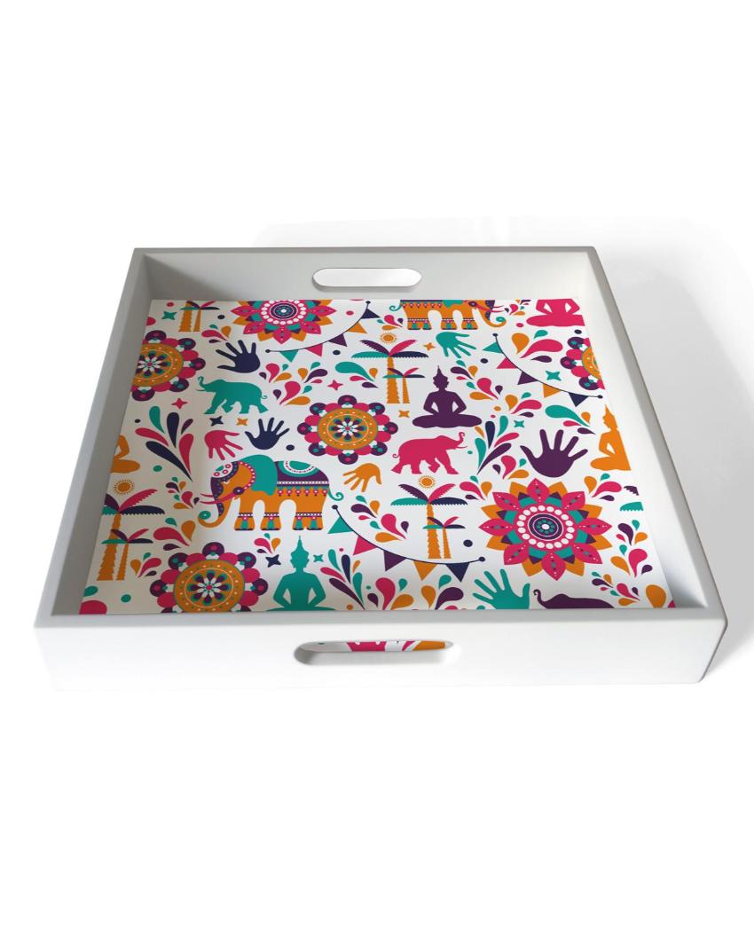 Traditional India Design Multicolor Serving Tray