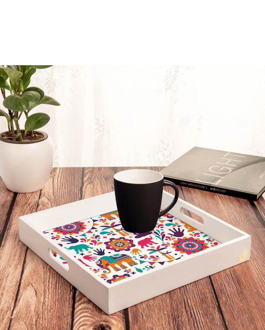 Traditional India Design Multicolor Serving Tray