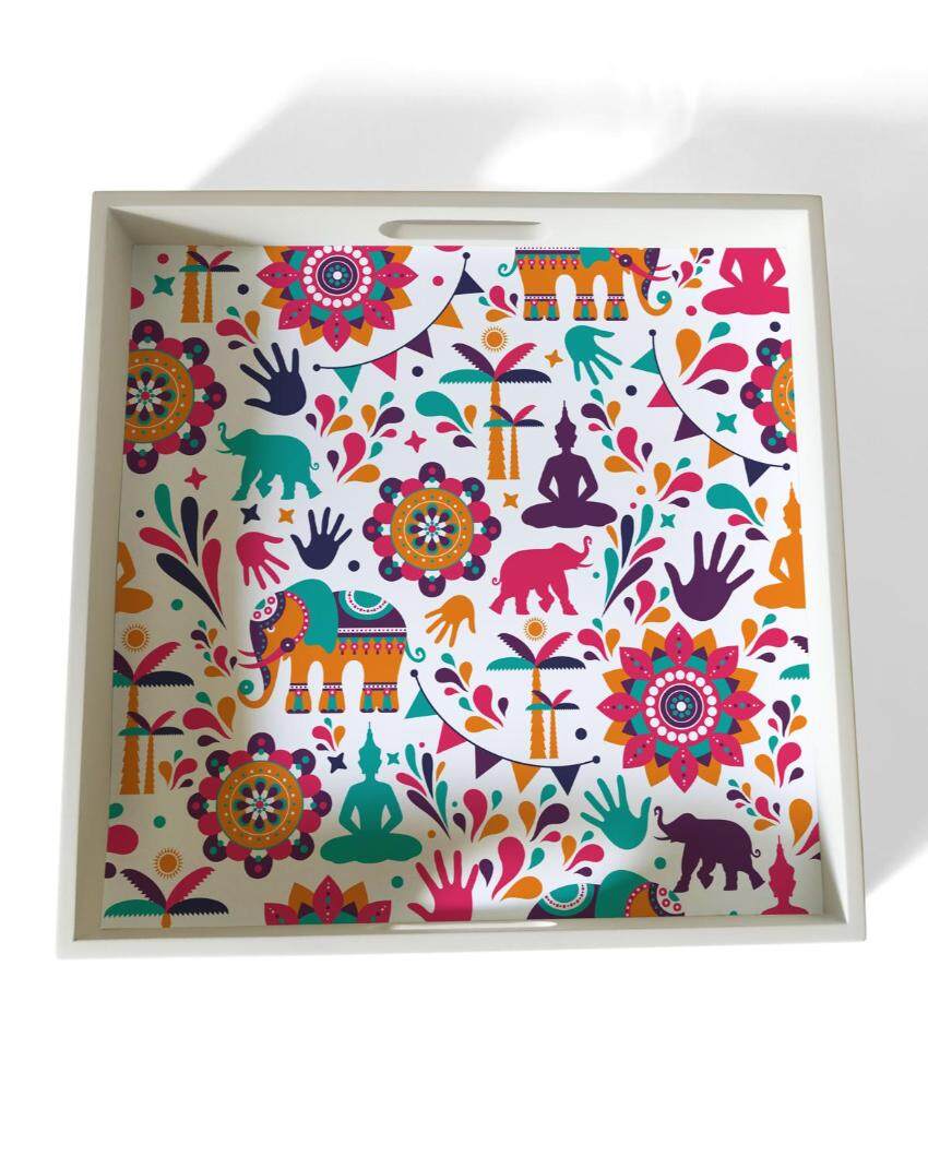 Traditional India Design Multicolor Serving Tray