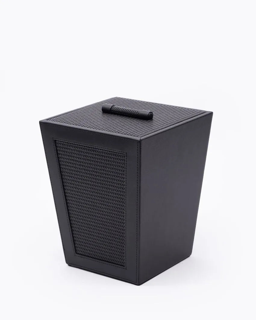 Braided Vegan Leather Dustbin | 8 x 8 x 10 inches