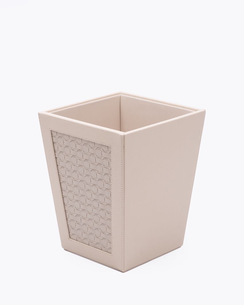 Star Weave Design Vegan Leather Dustbin | 8 x 8 x 10 inches