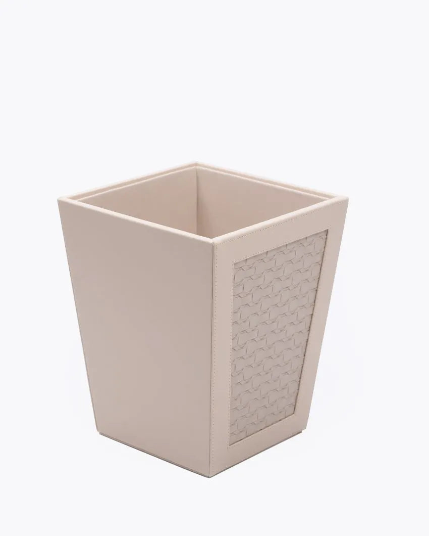 Star Weave Design Vegan Leather Dustbin | 8 x 8 x 10 inches