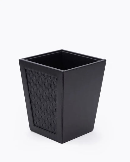 Star Weave Design Vegan Leather Dustbin | 8 x 8 x 10 inches