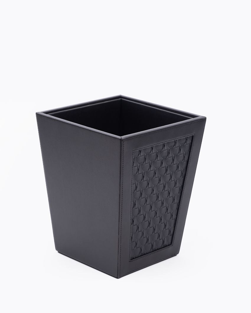 Star Weave Design Vegan Leather Dustbin | 8 x 8 x 10 inches