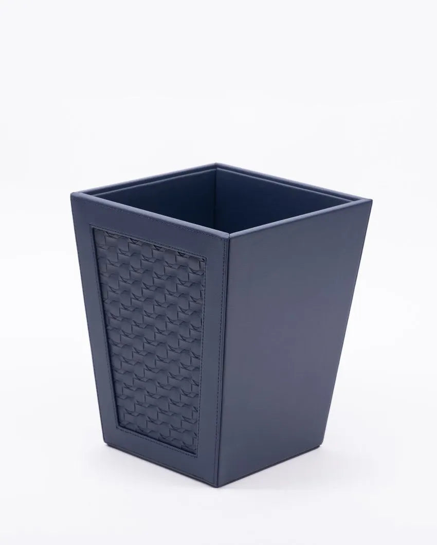 Star Weave Design Vegan Leather Dustbin | 8 x 8 x 10 inches