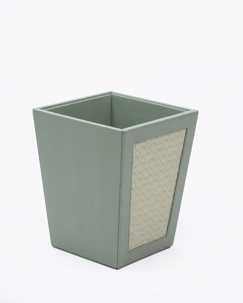 Star Weave Design Vegan Leather Dustbin | 8 x 8 x 10 inches