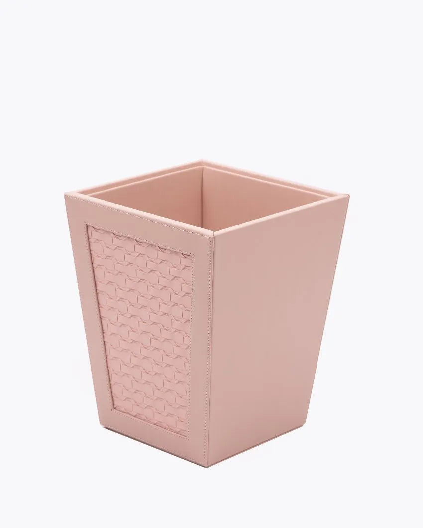 Star Weave Design Vegan Leather Dustbin | 8 x 8 x 10 inches